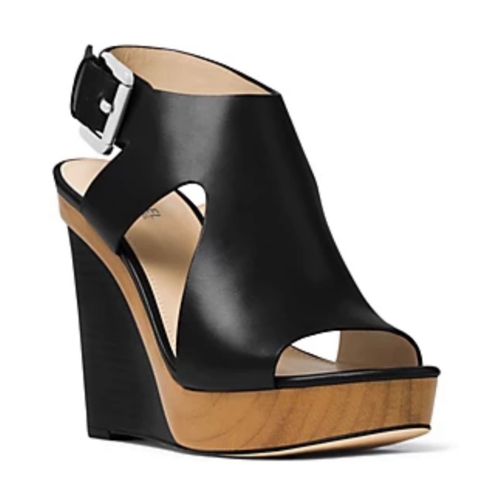 Michael Kors Josephine Leather Wedge Sandals Sz 9.5